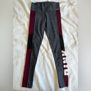 Women’s Small Victoria’s Secret PINK Bonded Leggings Gray + Burgundy
